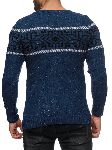 RESLAD Strickpullover Norwegermuster in blau