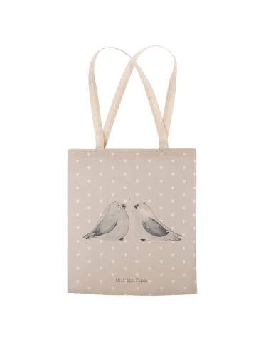 Mr. & Mrs. Panda Strandtasche Turteltauben Liebe ohne Spruch in Grau Pastell