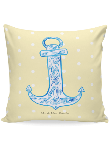 Mr. & Mrs. Panda Kissen 40x40 Anker Blau ohne Spruch in Gelb Pastell