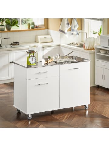 SoBuy Küchenwagen in Weiß - (B)120 x (H)90 x (T)56cm