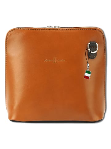 Florence Umhängetasche, Schultertasche Leder cognac, braun ca. 17cm