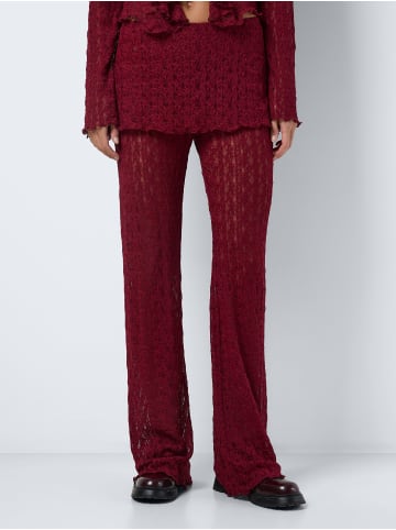Noisy may Gemusterte Hose mit weitem Bein mit Spitzen Rock Details in Weinrot