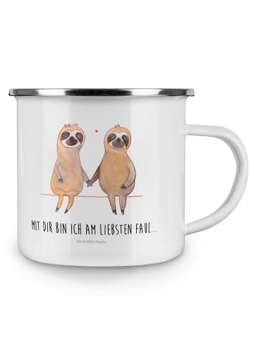 Mr. & Mrs. Panda Kaffeebecher Faultier Pärchen mit Spruch in Weiß