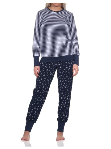 NORMANN Frottee Schlafanzug lang Bündchen - 81848 in marine