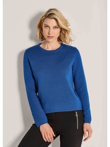 MADELEINE Eleganter Baumwollpullover mit Noppenstruktur in royalblau