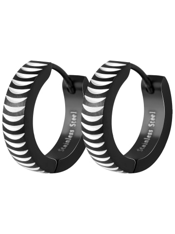 Adeliás Damen Ohrringe – Klappcreole aus Edelstahl in schwarz