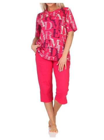 NORMANN Kurzarm Schlafanzug Capri Pyjama Shorty - 85037 in pink