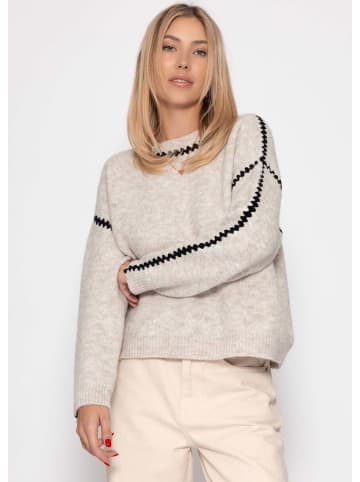 SASSYCLASSY Pullover mit Ziernähten in Beige