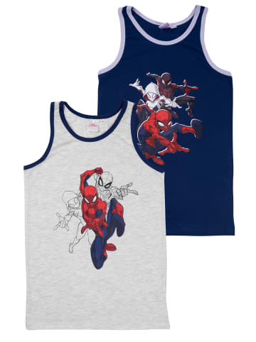Spiderman 2er Pack Marvel Spider-Man Unterhemd Tank Top Hemdchen Unterwäsche in blau/grau