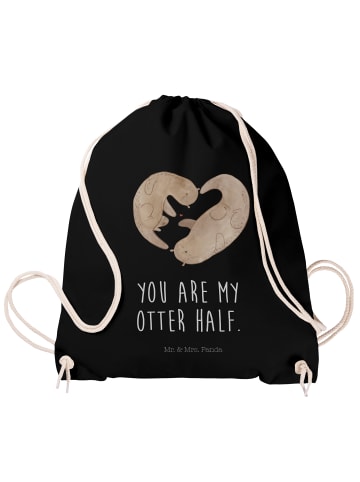 Mr. & Mrs. Panda Baumwolltasche Otter Herz mit Spruch in Schwarz