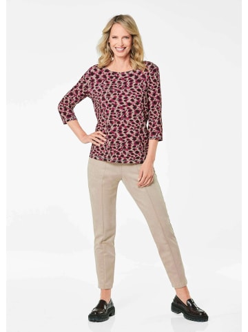 GOLDNER Kurzgröße: Jerseyshirt mit Rundhalsausschnitt in beere / gemustert