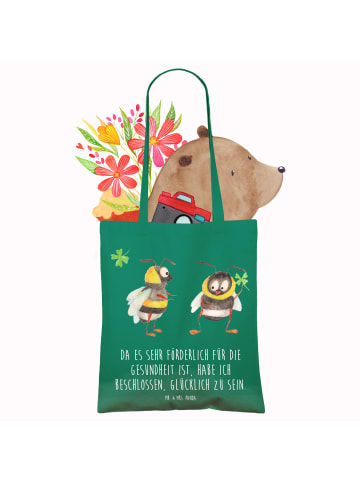 Mr. & Mrs. Panda canvas tasche Hummeln Kleeblatt mit Spruch in Mint