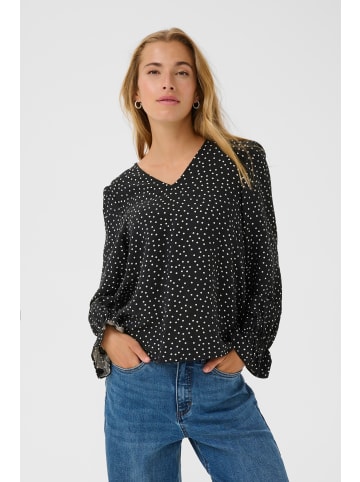 Kaffe Langarm-Bluse KArea Regular fit in Black W. Chalk Dot