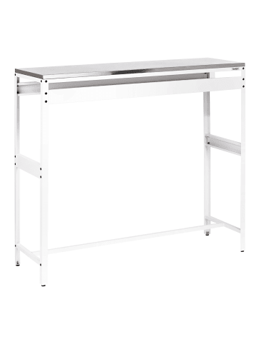 Beliani Stehtisch MAENZA in Weiß/Schwarz - (W) 40 x (H) 105 x (L) 120 cm