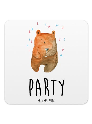 Mr. & Mrs. Panda Untersetzer Set Bär Party mit Spruch in Weiß
