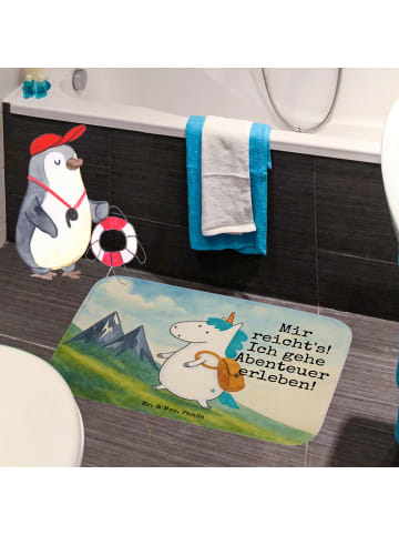 Mr. & Mrs. Panda Badematte Einhorn Bergsteiger Design mit Spruch in Weiß