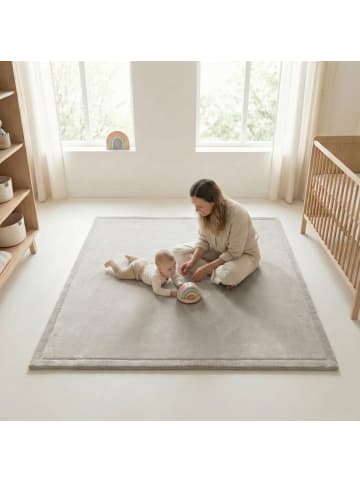 SanoSoft Sanosoft samtweicher und kuscheliger Krabbelteppich Hellgrau 100x150cm