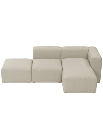 58 aufm Kessel ECKSOFA mit Hocker links Kattrina Flachgewebe creme