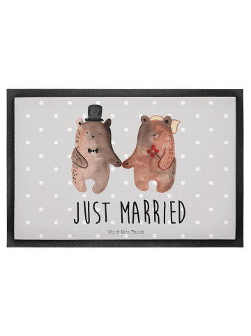 Mr. & Mrs. Panda Schmutzfangmatte Bär Heirat mit Spruch in Grau Pastell