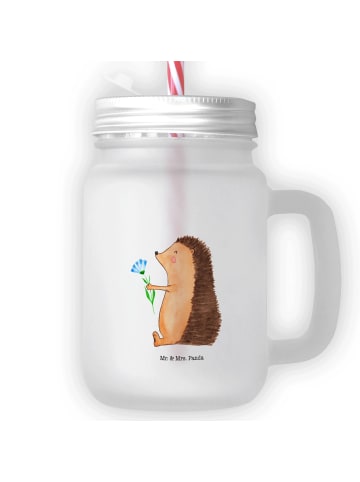 Mr. & Mrs. Panda Limonadenglas Igel Blumen ohne Spruch in Transparent