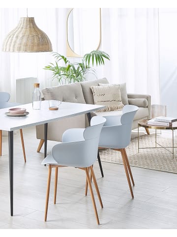 Beliani 2er-Set Esszimmerstuhl SUMKLEY in Grau/Heller Holzfarbton