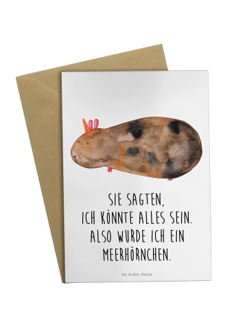 Mr. & Mrs. Panda Glückwunschkarte Einhorn Meerschweinchen mit Sp... in Weiß