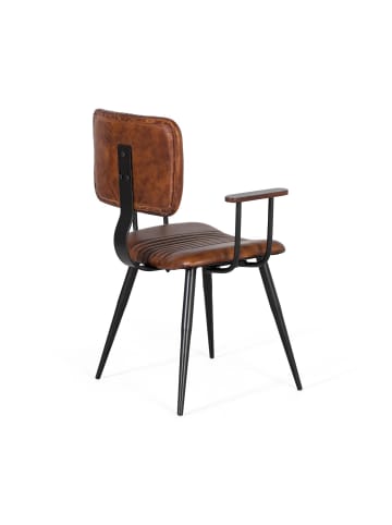 Giner y Colomer 2er-Set: Stühle Braunes Echtleder mit Eisenrohr-Gestell