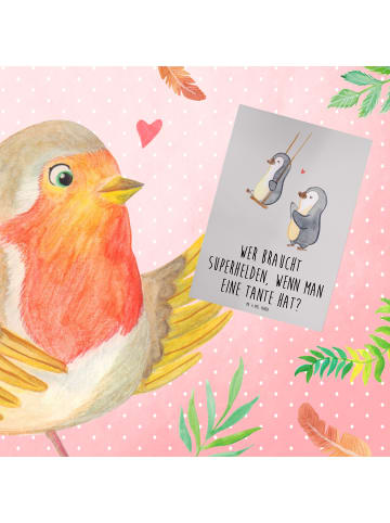 Mr. & Mrs. Panda Grußkarte Lieblings-Tante mit Spruch in Grau Pastell