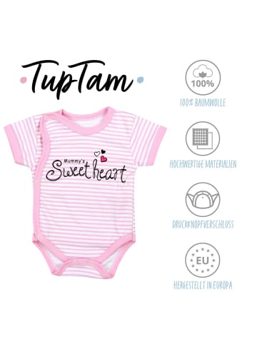 TupTam Baby Mädchen Kurzarm Wickelbody 5er Set in weiß/grau