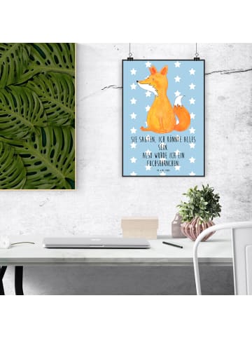 Mr. & Mrs. Panda Print Einhorn Fuchs mit Spruch in Blau Pastell