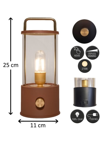 Coen Bakker LED Laterne Lampe dimmbar Warmweiß IP44 Innen & Außen 25x11cm in Terra