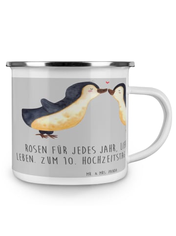 Mr. & Mrs. Panda Kaffeetasse 10. Hochzeitstag Rosenhochzeit mit ... in Heather Grey