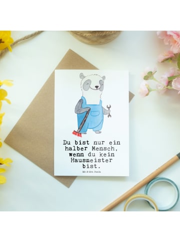 Mr. & Mrs. Panda Glückwunschkarte Hausmeister Herz mit Spruch in Weiß