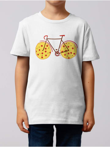 wat? Apparel T-Shirt Pizza Fahrrad in Weiß
