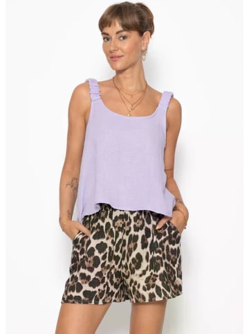 SASSYCLASSY Musselin Top mit gerafften Trägern in Flieder