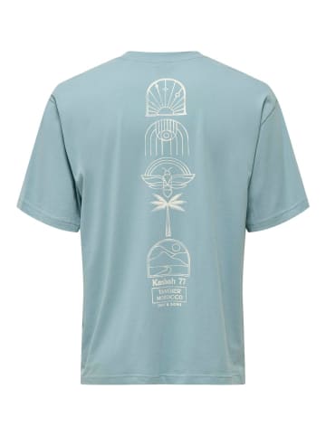 Only&Sons T-Shirt 2er-Set Rundhals Kurzarm in Grau-Blau