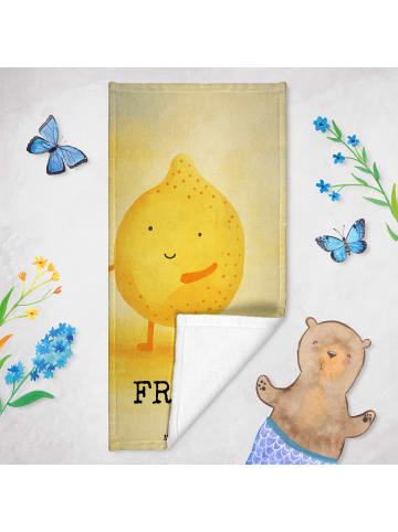 Mr. & Mrs. Panda sporthandtuch Beste Freunde Zitrone Design mit ... in Weiß