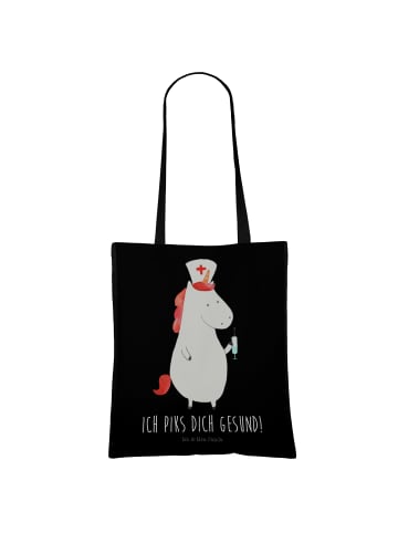 Mr. & Mrs. Panda Tasche Einhorn Krankenschwester mit Spruch in Schwarz