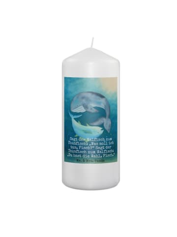 Mr. & Mrs. Panda Adventskerze Walfisch Thunfisch Design mit Spruch in Weiß