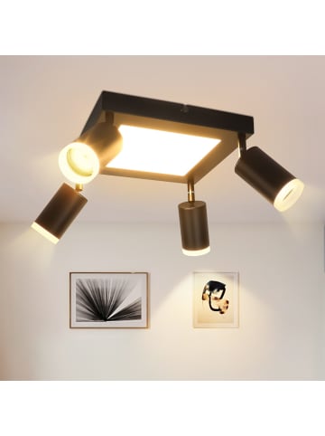 ZMH Deckenleuchte LED 4-flammige GU10 in schwarz rechteckig schwenkbar L 51cm