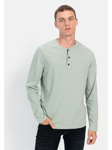 Camel Active Langarm Henley aus reiner Baumwolle in Hellgrün