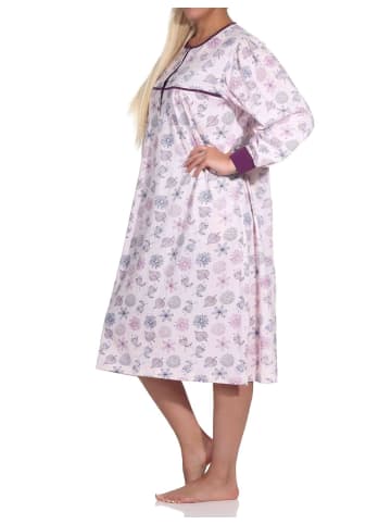 NORMANN Langarm Nachthemd klassische Design Knopfleiste am Hals - 88993 in lila