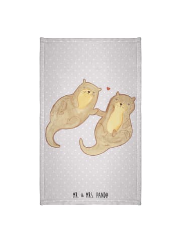 Mr. & Mrs. Panda Kinderhandtuch Otter Hände halten ohne Spruch in Grau Pastell