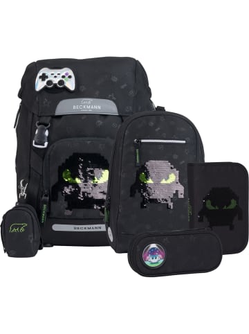 BECKMANN Classic 22L Schulrucksack-Set 6-tlg. Pixel in schwarz