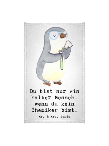 Mr. & Mrs. Panda Gästehandtuch Chemiker Herz mit Spruch in Weiß