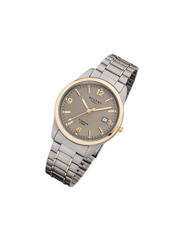 Regent Analog-Armbanduhr Regent Titan-Uhren silber, grau, gold mittel (ca. 36mm)