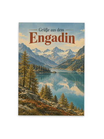Grußkarte Berglandschaft zeitlos Design mit Spruch in Weiß
