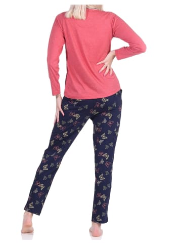 NORMANN langarm Schlafanzug Pyjama Schmetterling - 72412 in rot