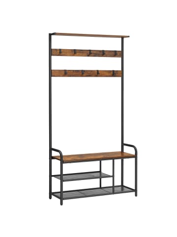 VASAGLE Garderobenständer Dacey in Vintagebraun-Schwarz - (B)30 x (H)180.5 x (T)85 cm