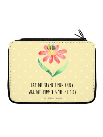 Mr. & Mrs. Panda Federtasche Hummel Blume mit Spruch in Gelb Pastell